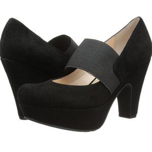 Sacha London Edith black suede platform pumps